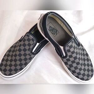 Vans Classic Slip On's - Black And Grey Checkerboard Kids Size 3
